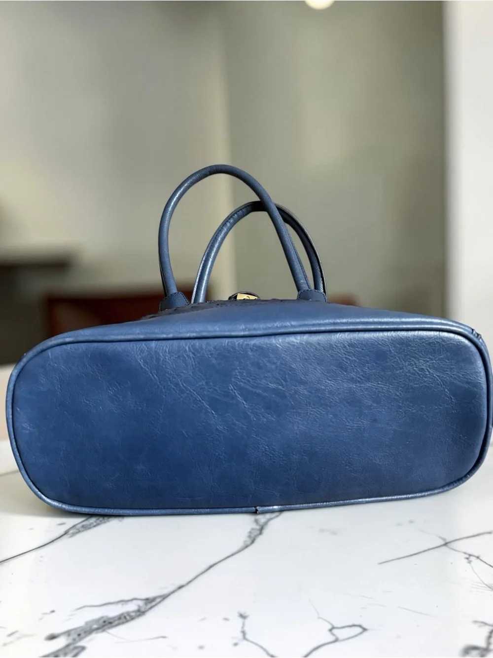 London Fog Navy Textured Dome Satchel